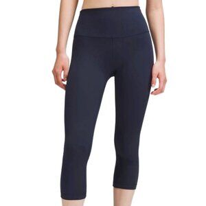 Lululemon Wunder Under High-Rise Crop 21″ Leggings Navy Activewear Yoga 10